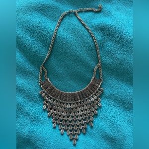 Silver bib necklace